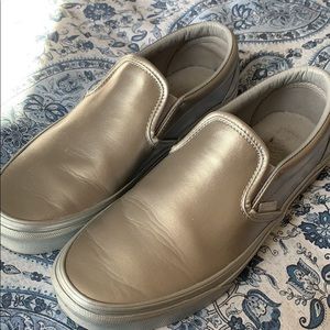 Silver leather vans size 9.5 women’s